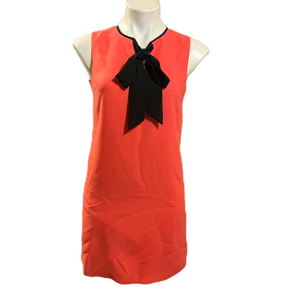 Women’s CeCe Shift Dress - Coral Pink - Black Tie in Front - Size 0